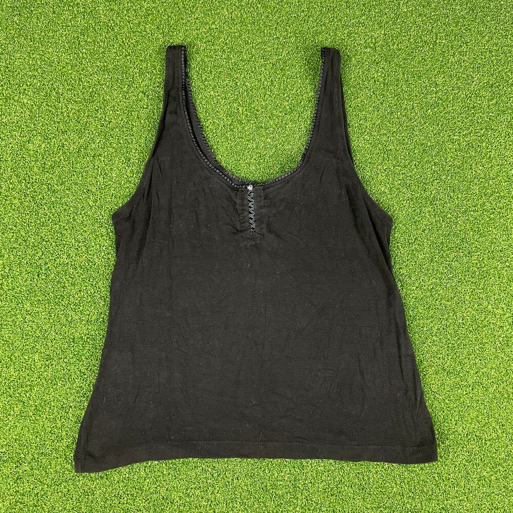 Vintage Black Sleeveless Scoop Neck Sexy Flowy Oversized Tank Top Sz XS